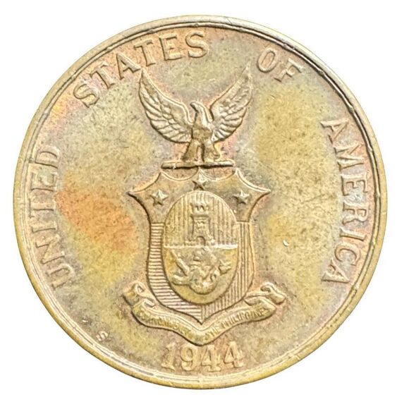 Philippines one / 1 Centavos Bronze Coin 1944 United States Territory KM 179 - Picture 2 of 5